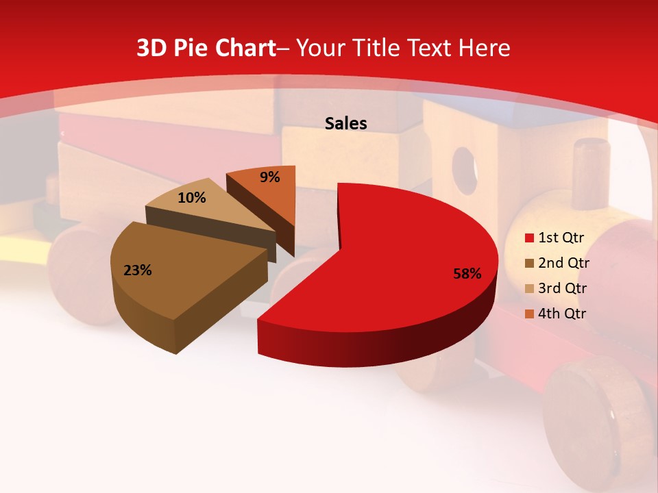 A Wooden Toy Train On A Red And White Background PowerPoint Template
