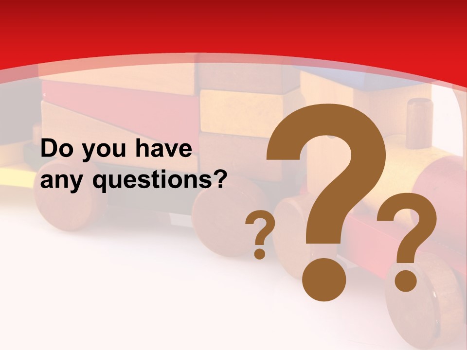 A Wooden Toy Train On A Red And White Background PowerPoint Template