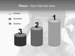 A Young Man Wearing Headphones Is Smiling PowerPoint Template