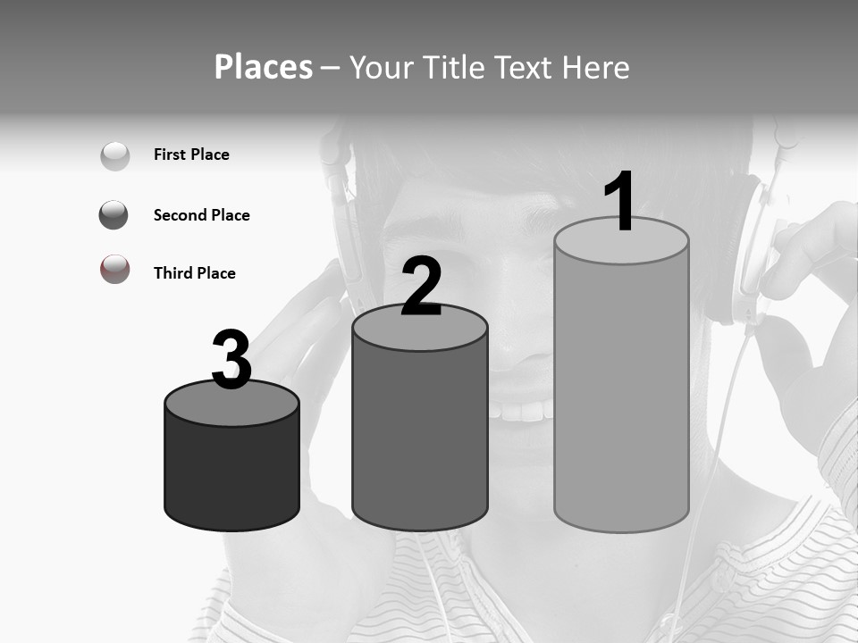 A Young Man Wearing Headphones Is Smiling PowerPoint Template