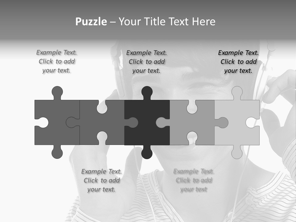 A Young Man Wearing Headphones Is Smiling PowerPoint Template