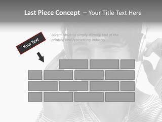 A Young Man Wearing Headphones Is Smiling PowerPoint Template