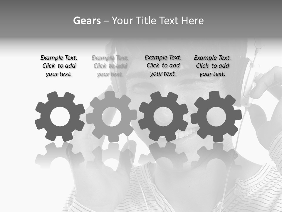 A Young Man Wearing Headphones Is Smiling PowerPoint Template