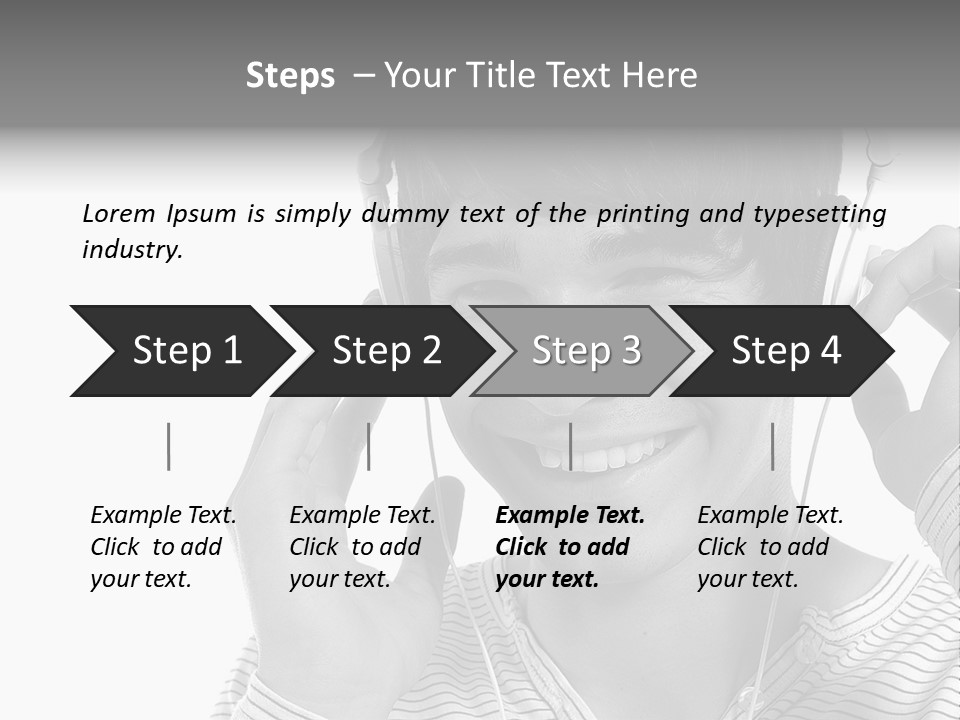A Young Man Wearing Headphones Is Smiling PowerPoint Template