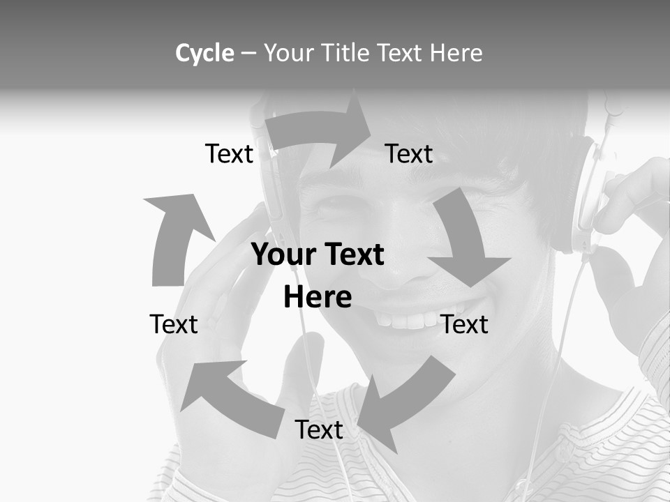 A Young Man Wearing Headphones Is Smiling PowerPoint Template