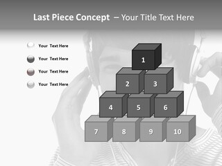 A Young Man Wearing Headphones Is Smiling PowerPoint Template