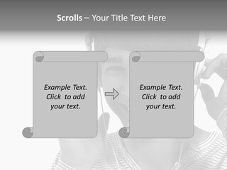 A Young Man Wearing Headphones Is Smiling PowerPoint Template