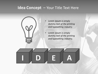 A Young Man Wearing Headphones Is Smiling PowerPoint Template