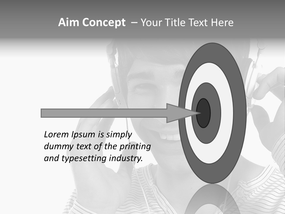A Young Man Wearing Headphones Is Smiling PowerPoint Template
