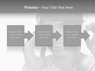 A Young Man Wearing Headphones Is Smiling PowerPoint Template