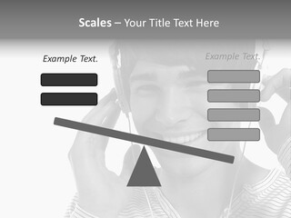 A Young Man Wearing Headphones Is Smiling PowerPoint Template
