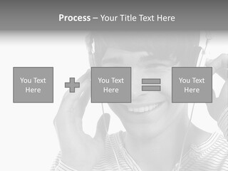 A Young Man Wearing Headphones Is Smiling PowerPoint Template