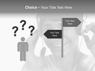 A Young Man Wearing Headphones Is Smiling PowerPoint Template