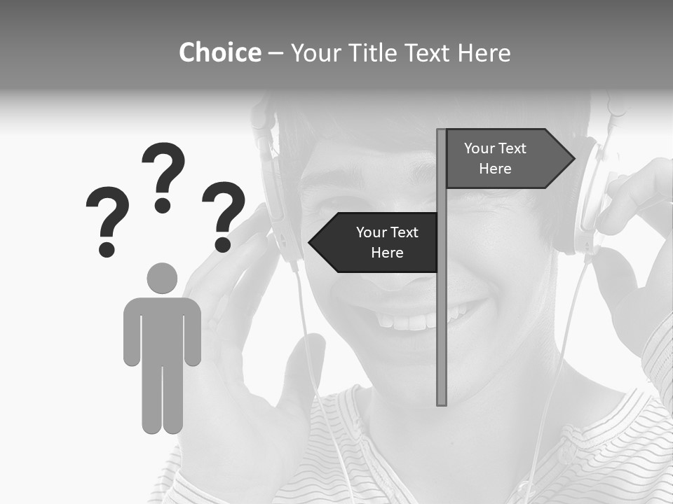 A Young Man Wearing Headphones Is Smiling PowerPoint Template