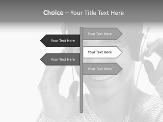 A Young Man Wearing Headphones Is Smiling PowerPoint Template