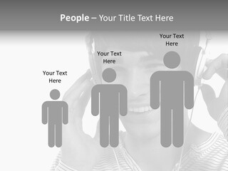 A Young Man Wearing Headphones Is Smiling PowerPoint Template