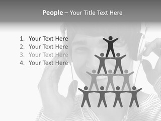 A Young Man Wearing Headphones Is Smiling PowerPoint Template