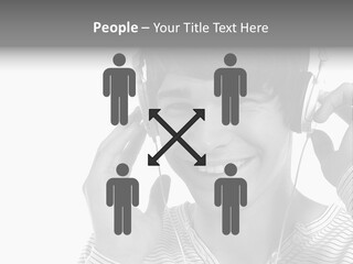 A Young Man Wearing Headphones Is Smiling PowerPoint Template
