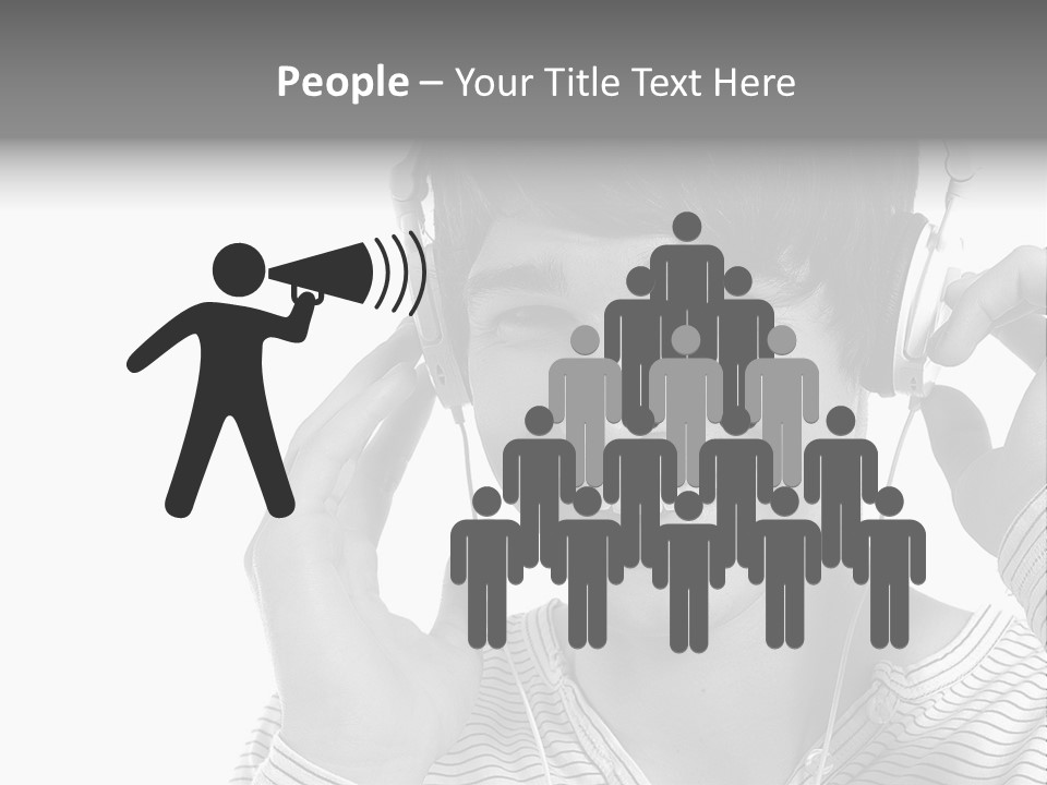 A Young Man Wearing Headphones Is Smiling PowerPoint Template
