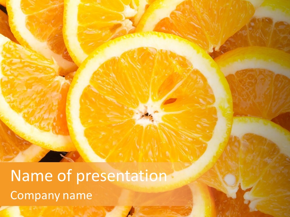 A Group Of Oranges With The Words Name Of Presentation PowerPoint Template