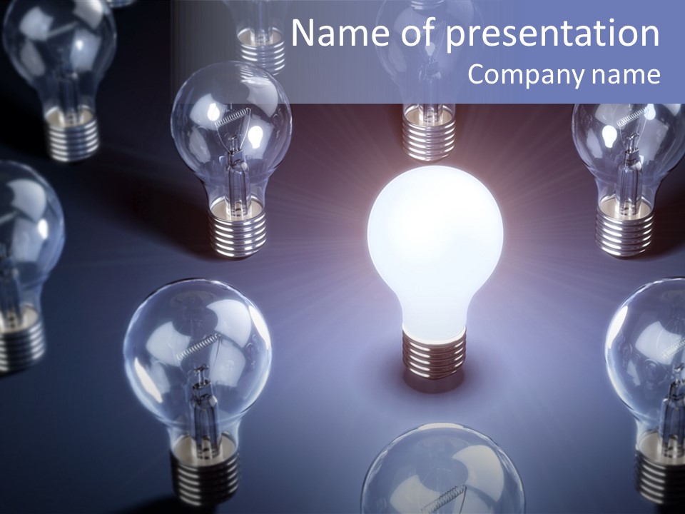 A Group Of Light Bulbs With A Blue Background PowerPoint Template