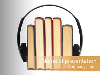 Isolated Literature Earphones PowerPoint Template