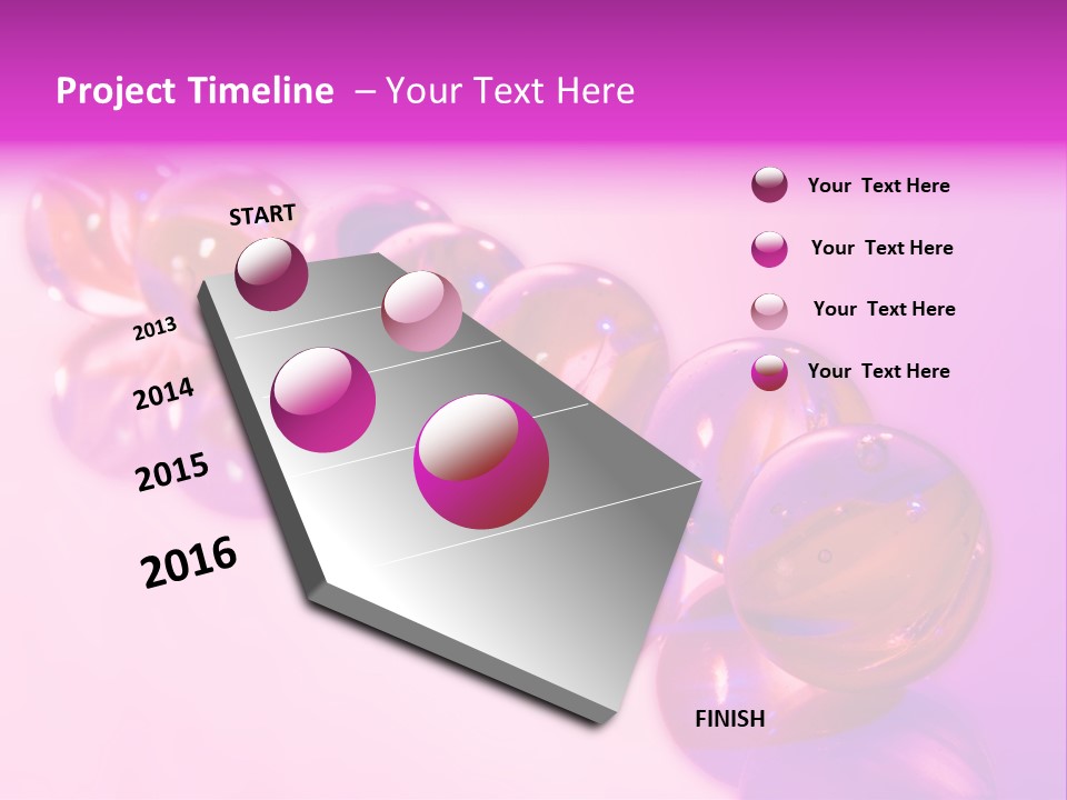 A Row Of Colorful Glass Balls On A White Surface PowerPoint Template