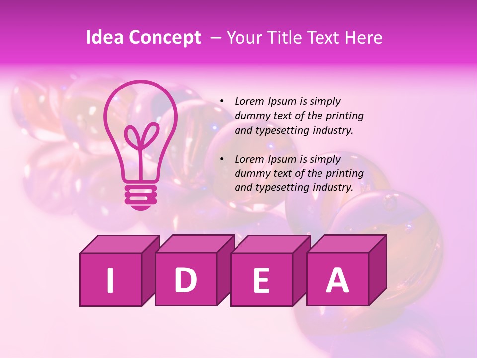 A Row Of Colorful Glass Balls On A White Surface PowerPoint Template