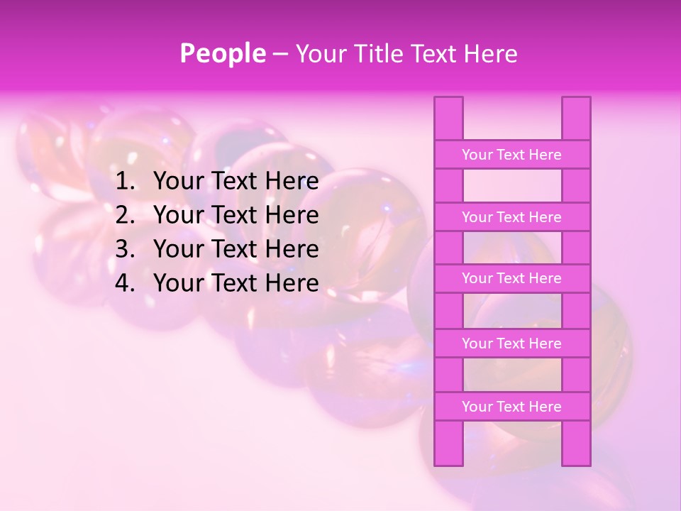 A Row Of Colorful Glass Balls On A White Surface PowerPoint Template