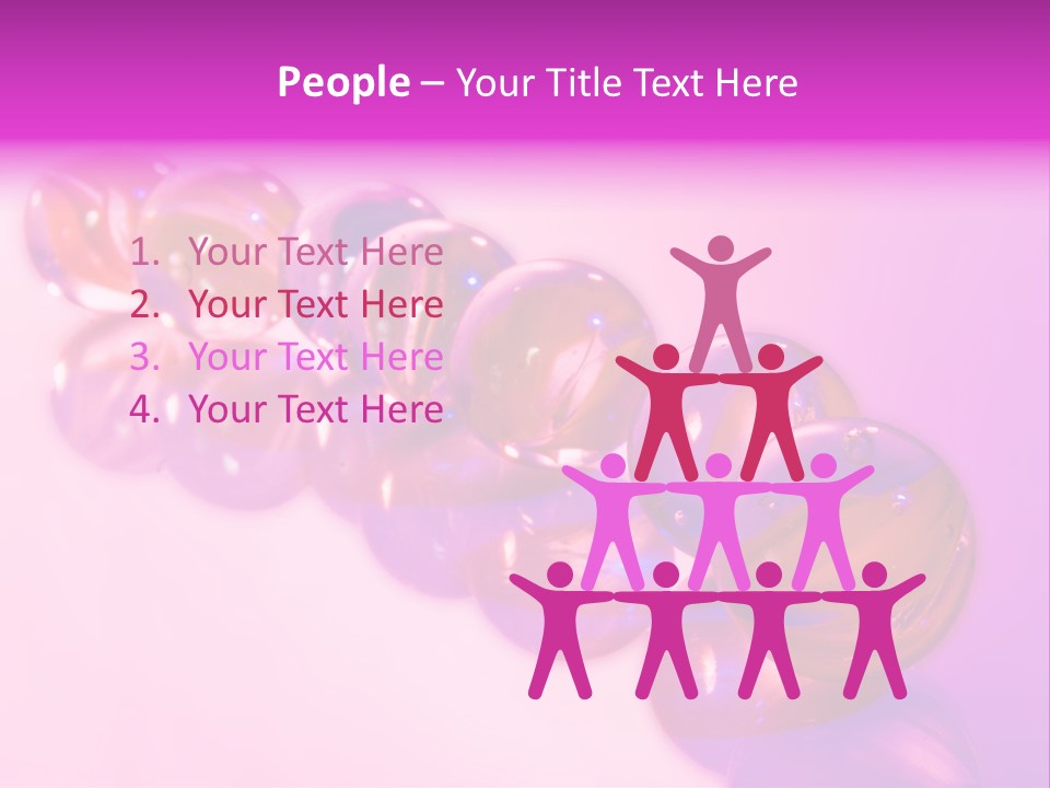 A Row Of Colorful Glass Balls On A White Surface PowerPoint Template