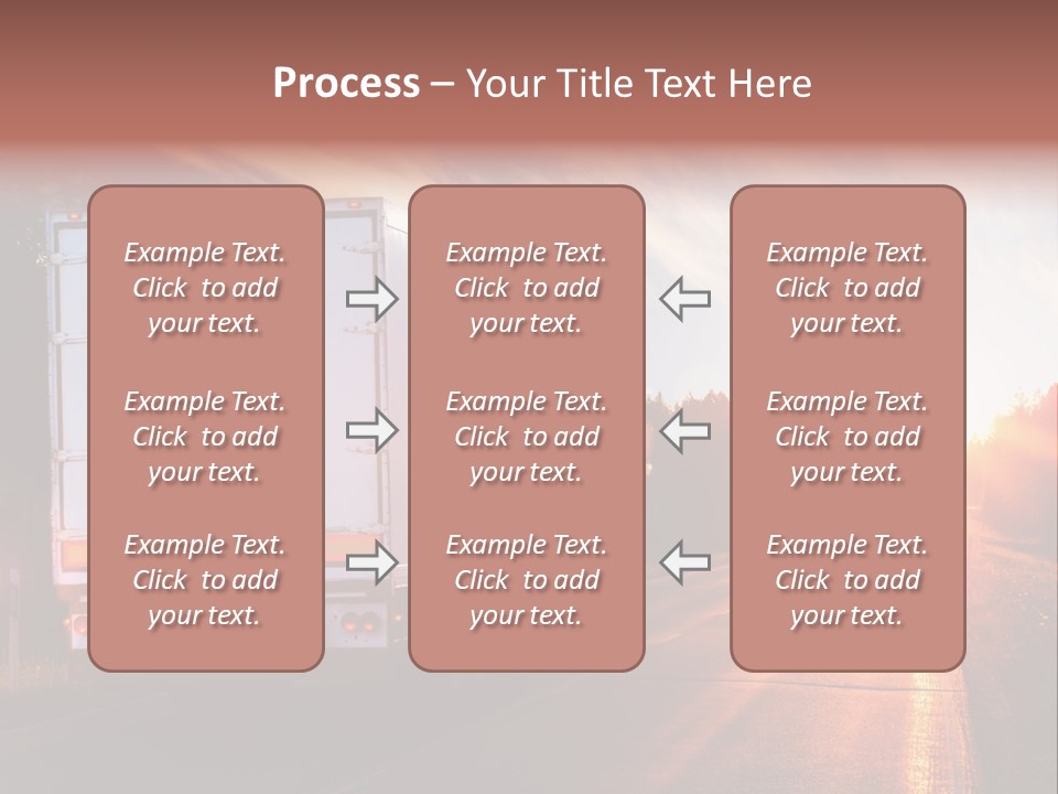 A Semi Truck Driving Down A Rural Road At Sunset PowerPoint Template