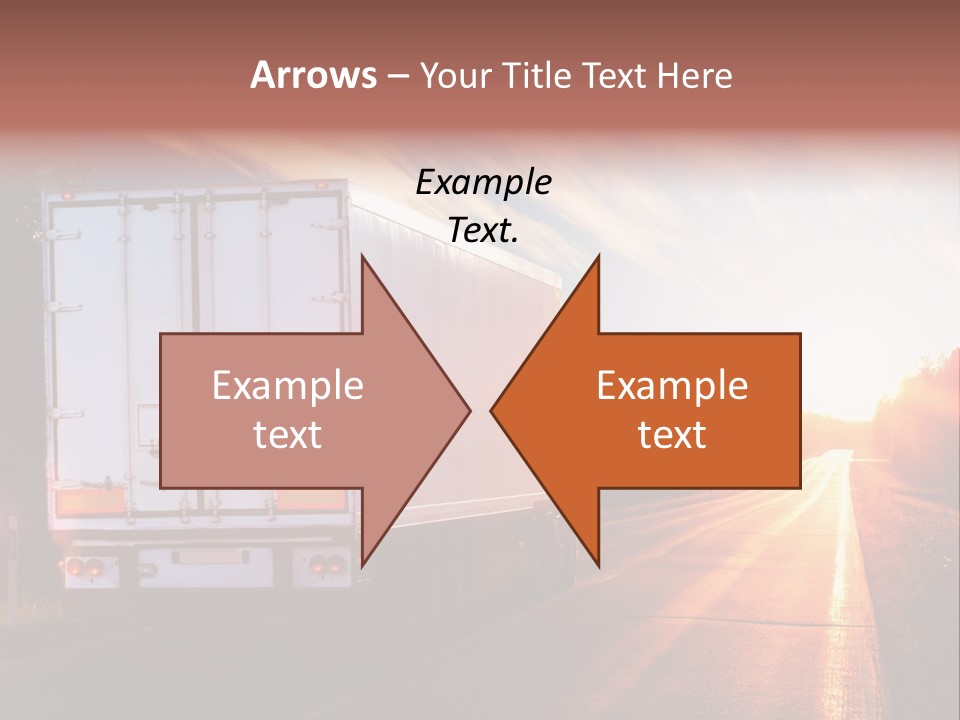 A Semi Truck Driving Down A Rural Road At Sunset PowerPoint Template