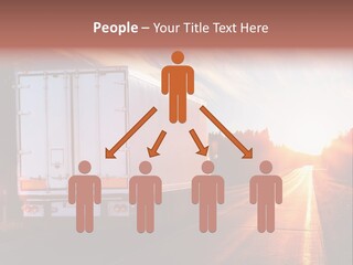 A Semi Truck Driving Down A Rural Road At Sunset PowerPoint Template