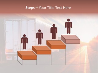 A Semi Truck Driving Down A Rural Road At Sunset PowerPoint Template