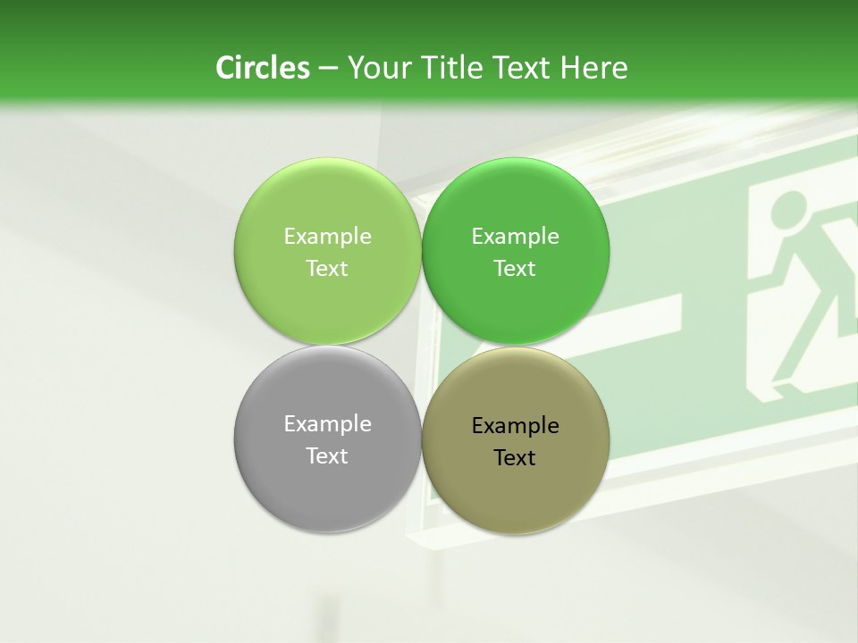 A Green And White Sign Hanging From A Ceiling PowerPoint Template