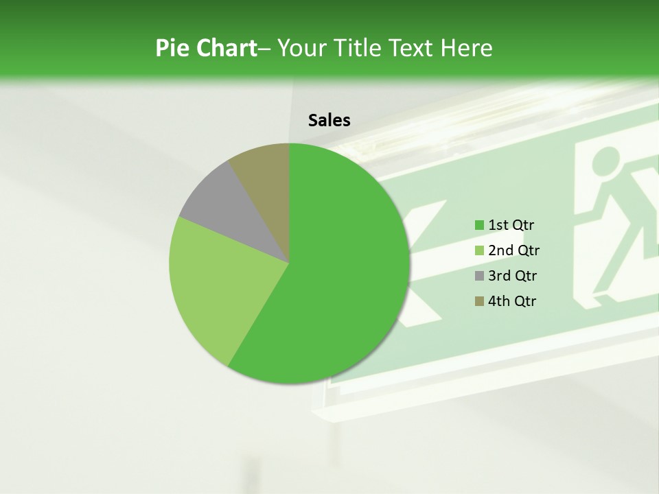 A Green And White Sign Hanging From A Ceiling PowerPoint Template