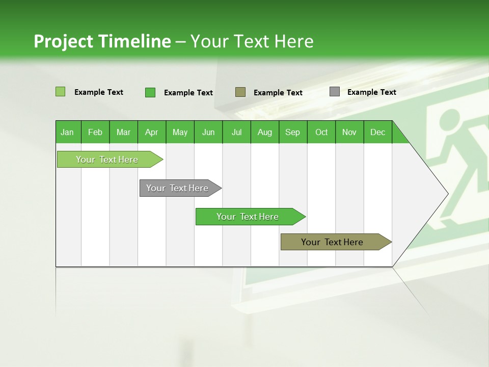 A Green And White Sign Hanging From A Ceiling PowerPoint Template