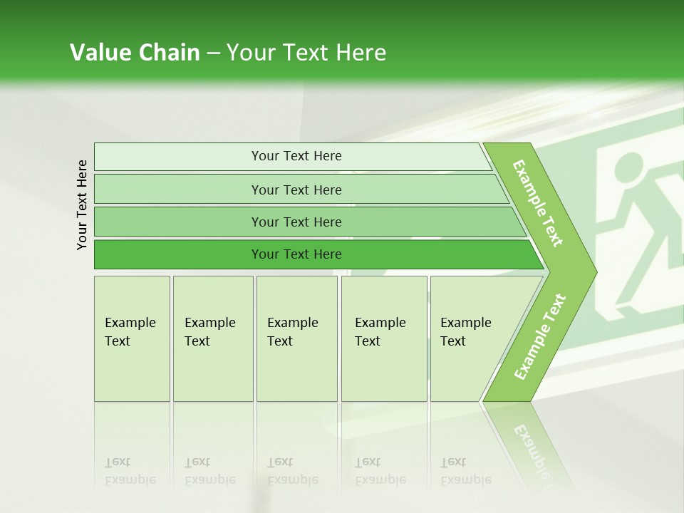 A Green And White Sign Hanging From A Ceiling PowerPoint Template