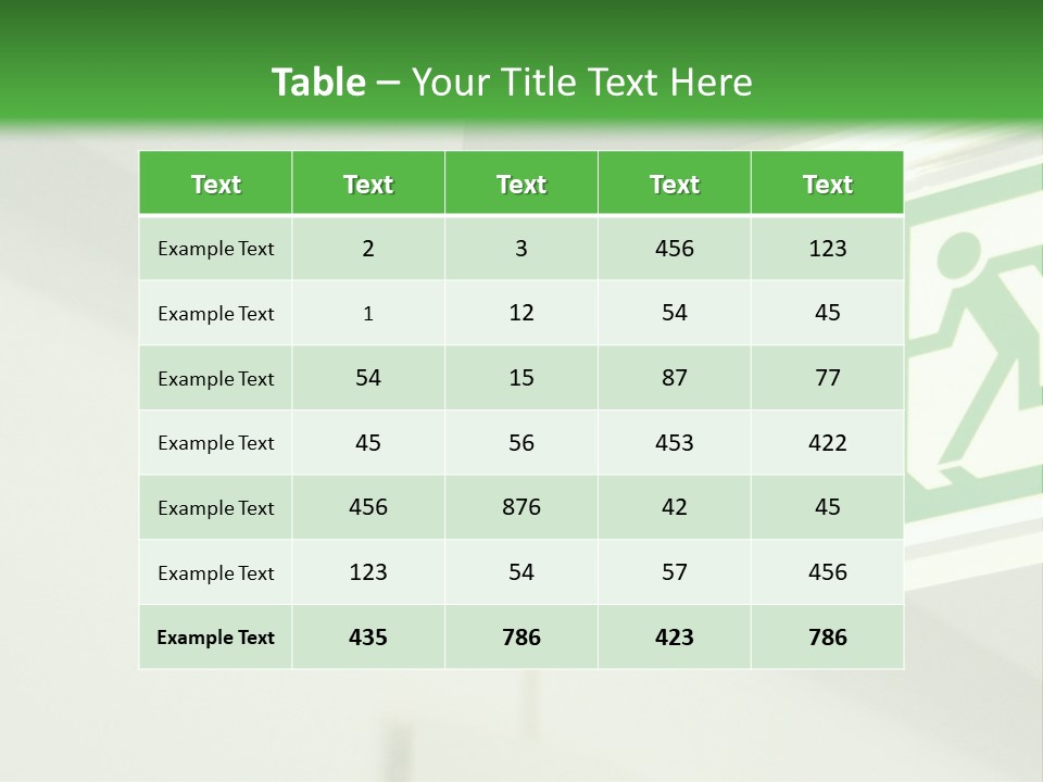 A Green And White Sign Hanging From A Ceiling PowerPoint Template