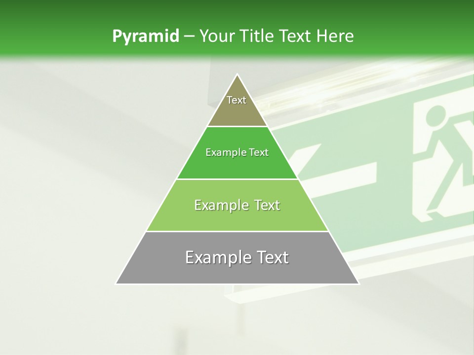 A Green And White Sign Hanging From A Ceiling PowerPoint Template
