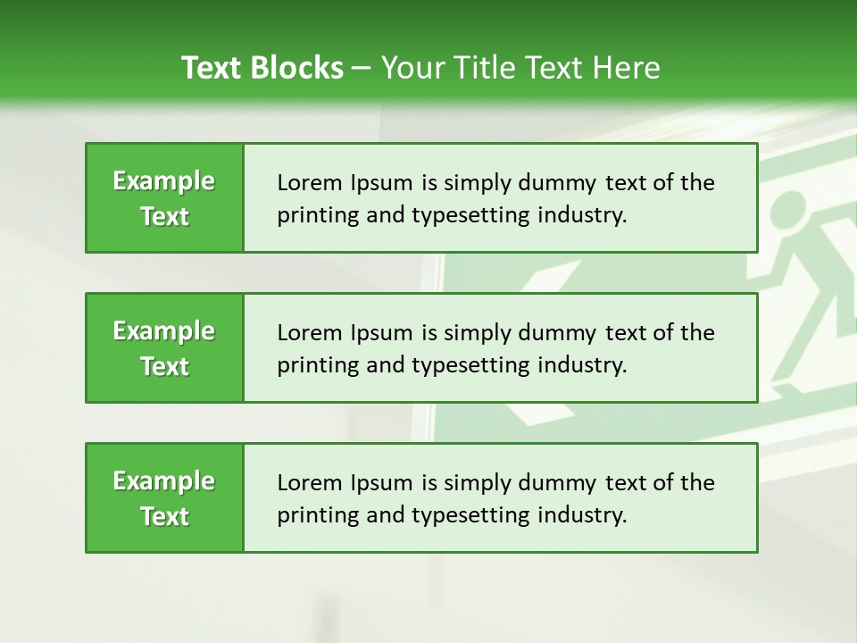 A Green And White Sign Hanging From A Ceiling PowerPoint Template