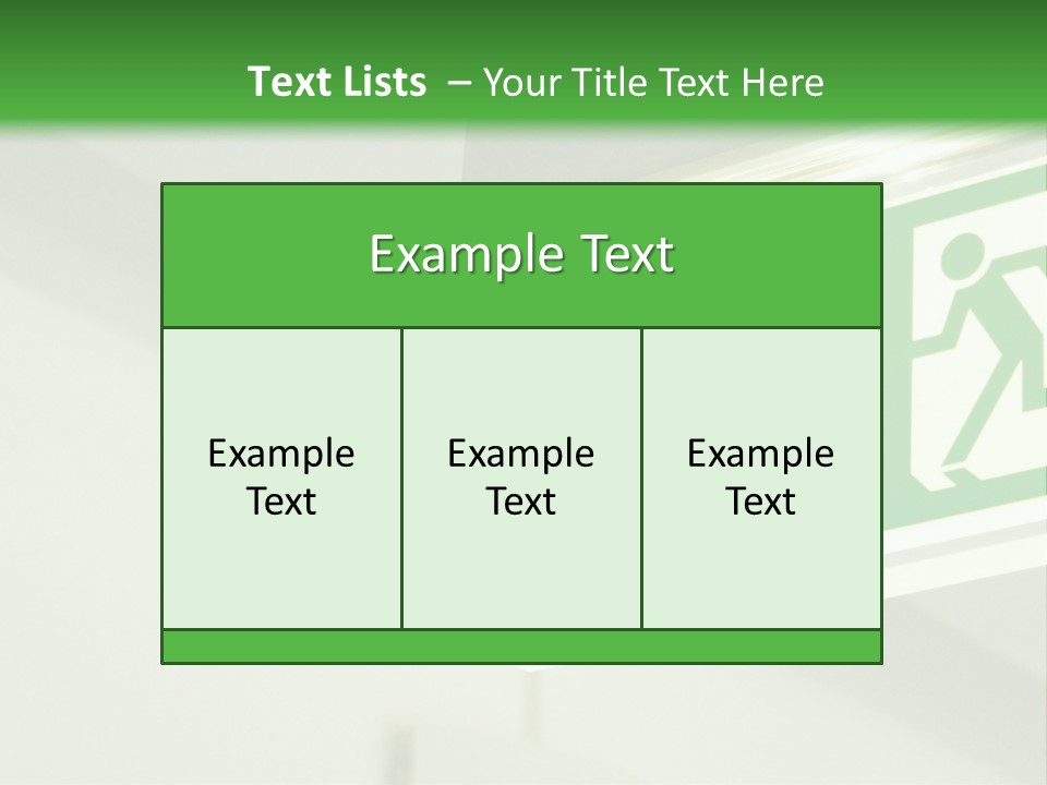 A Green And White Sign Hanging From A Ceiling PowerPoint Template