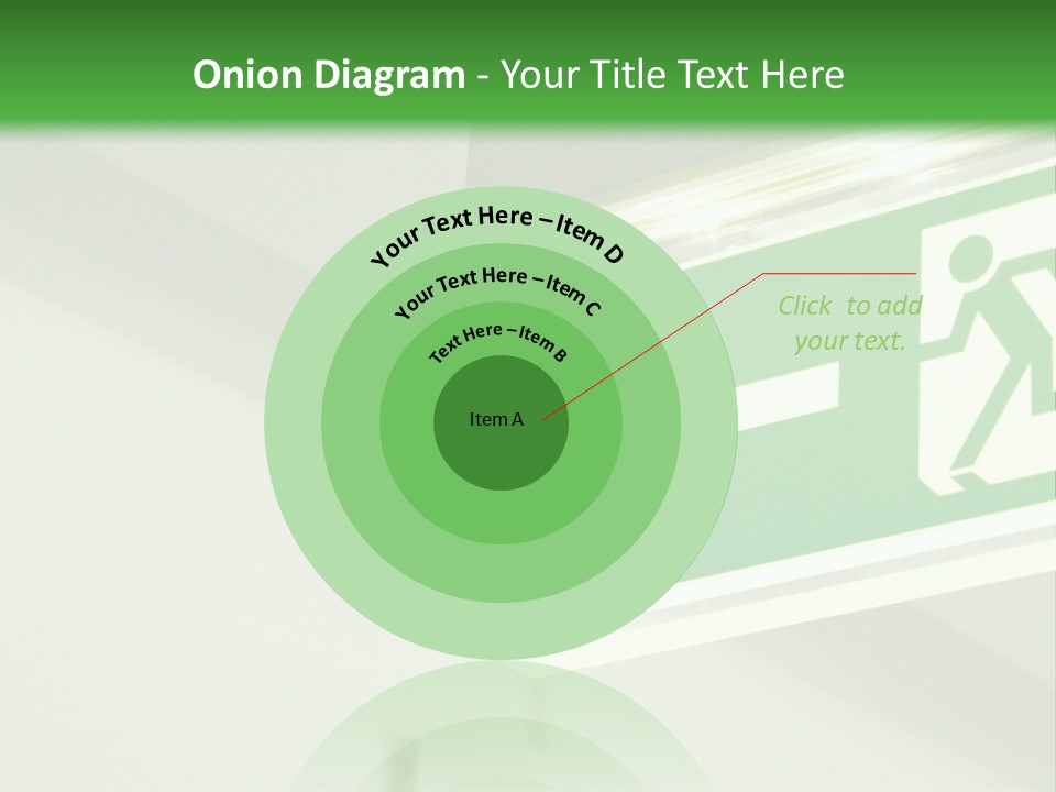 A Green And White Sign Hanging From A Ceiling PowerPoint Template