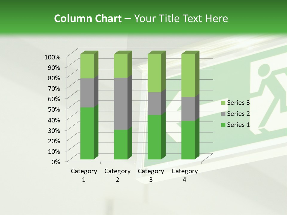 A Green And White Sign Hanging From A Ceiling PowerPoint Template