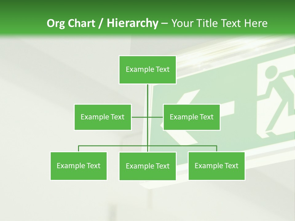 A Green And White Sign Hanging From A Ceiling PowerPoint Template