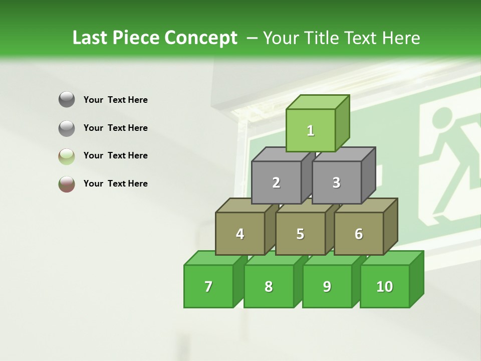 A Green And White Sign Hanging From A Ceiling PowerPoint Template