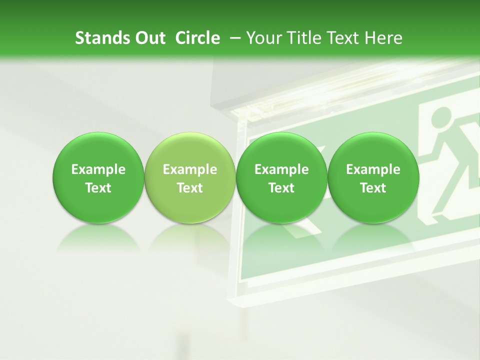 A Green And White Sign Hanging From A Ceiling PowerPoint Template