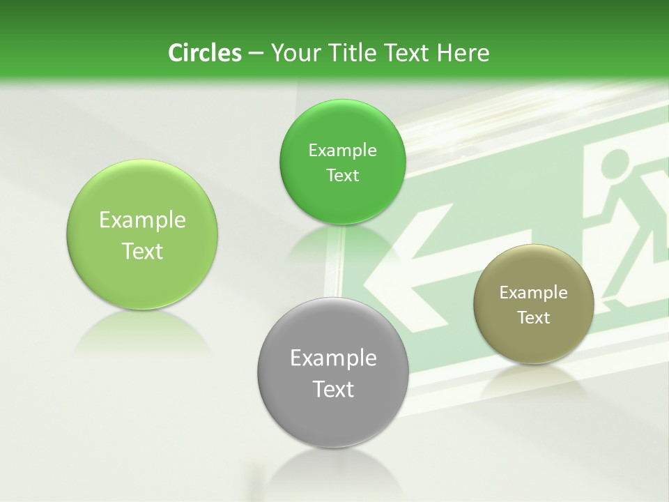 A Green And White Sign Hanging From A Ceiling PowerPoint Template