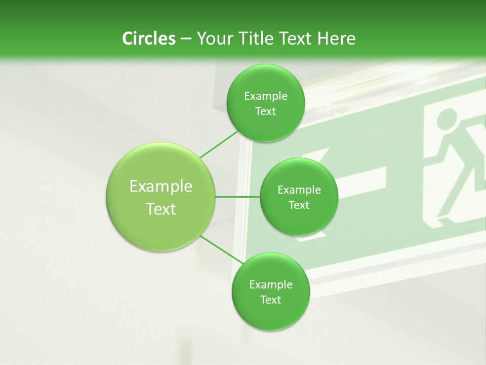 A Green And White Sign Hanging From A Ceiling PowerPoint Template