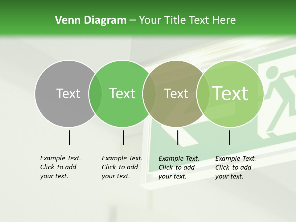 A Green And White Sign Hanging From A Ceiling PowerPoint Template